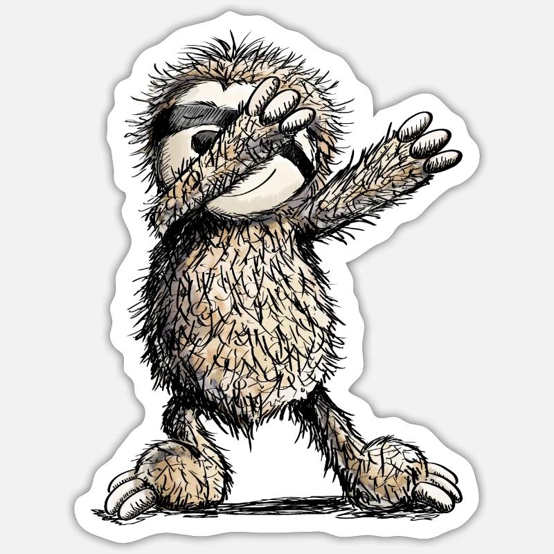 Dabbing Sloth - Dab Dance - Sloths - Sticker size S (10 x 10 cm) - white matte