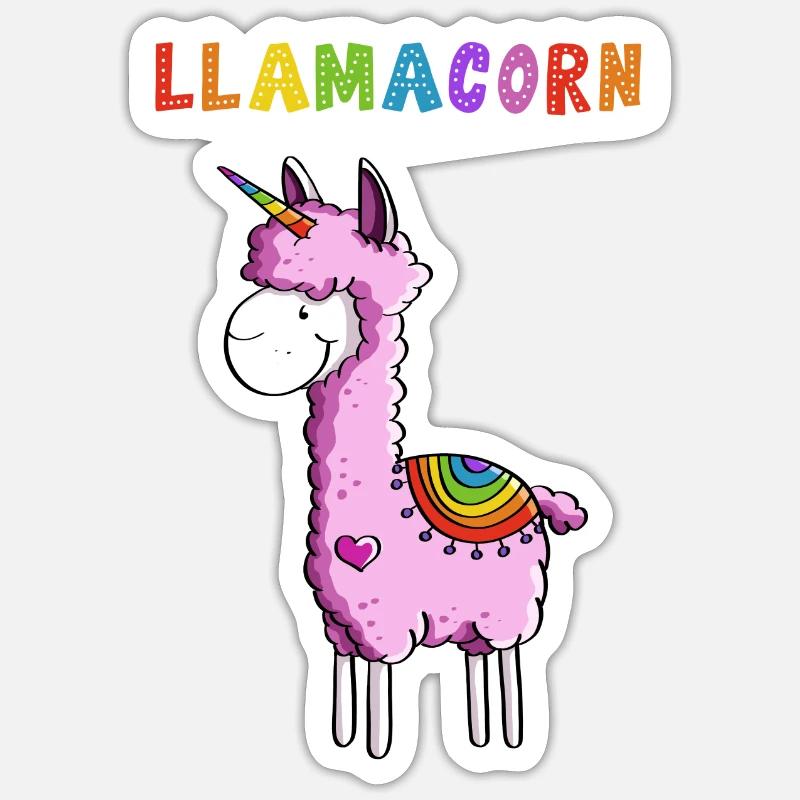 Llamacorn - Lama Einhorn - Comic - Fun Geschenk Sticker Größe S (10 x 10 cm)