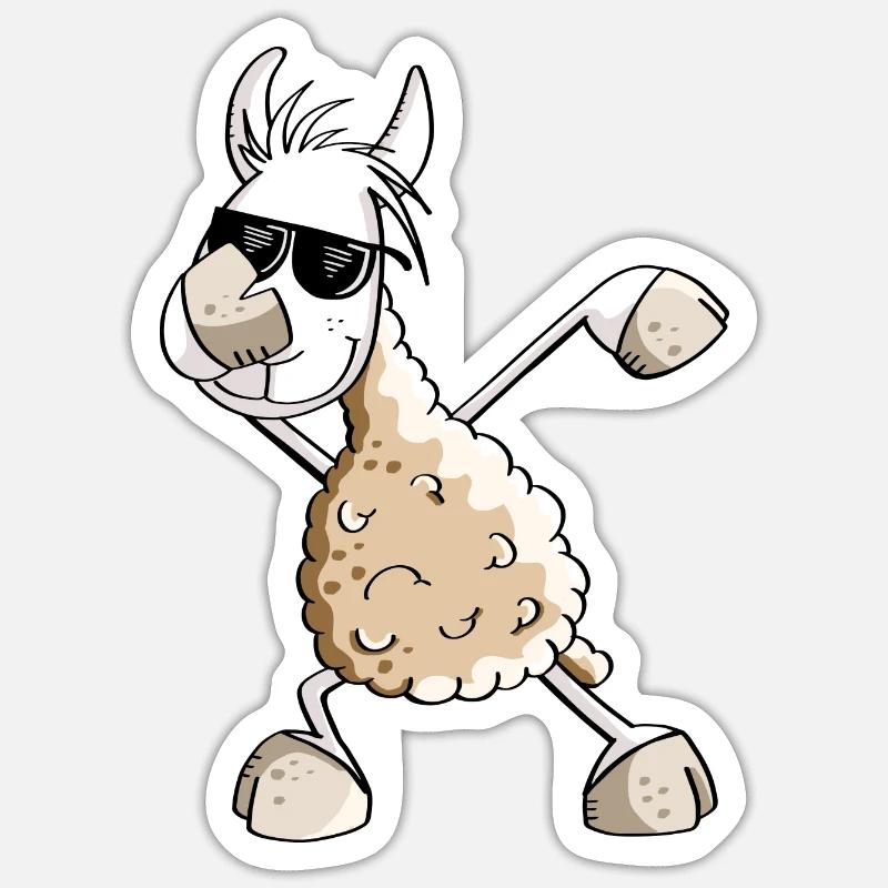 Cool Dab Dance Lama - Dabbing Alpaca - Comic Fun Sticker size S (10 x 10 cm)