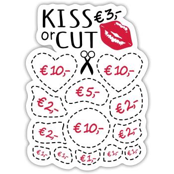 Bachelorette party Embrasser ou couper - Sticker taille S (10 x 10 cm) - blanc mat - Devant