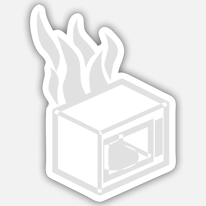 Micro-ondes brûlant - Sticker taille S (10 x 10 cm) - blanc mat