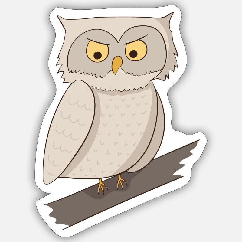Eule Uhu Kauz - Sticker Größe S (10 x 10 cm) - Mattweiß