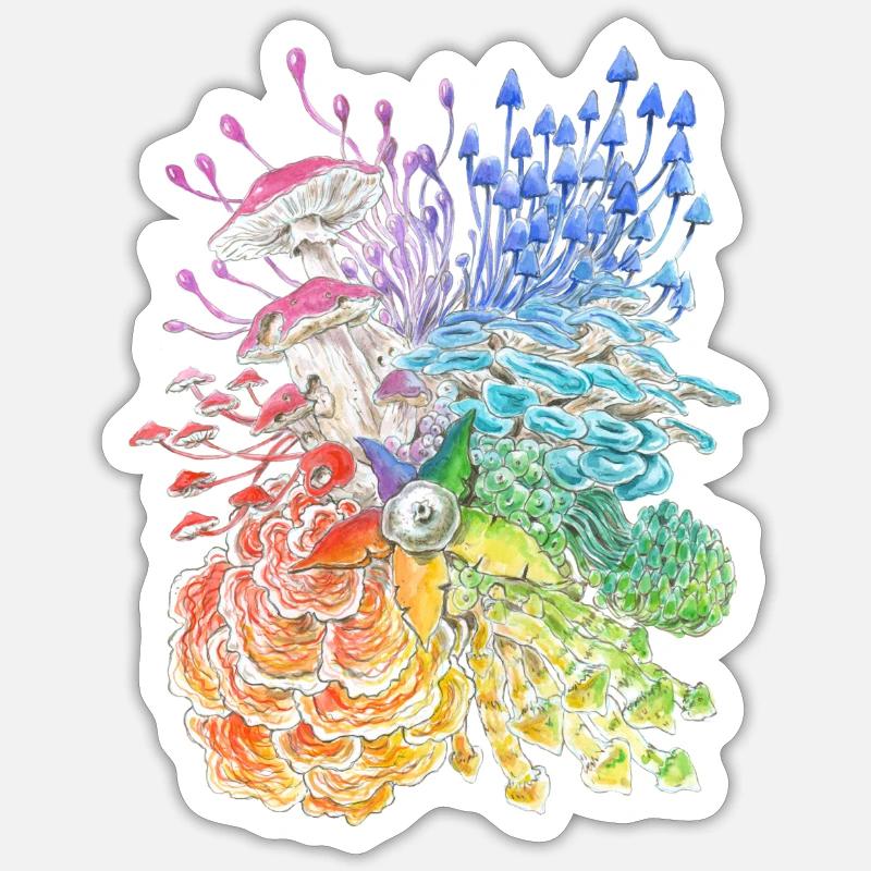 Regenbogen-Pilze / diversity Sticker Größe S (10 x 10 cm)
