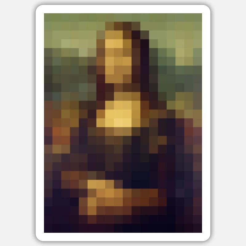 Mona Lisa 8-Bit Pixel Gemälde Leonardo da Vinci - Sticker Größe S (10 x 10 cm) - Mattweiß