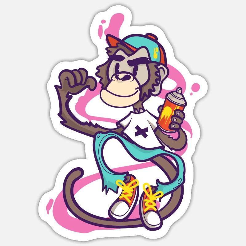 Graffiti monkey with spray can Sticker size S (10 x 10 cm)