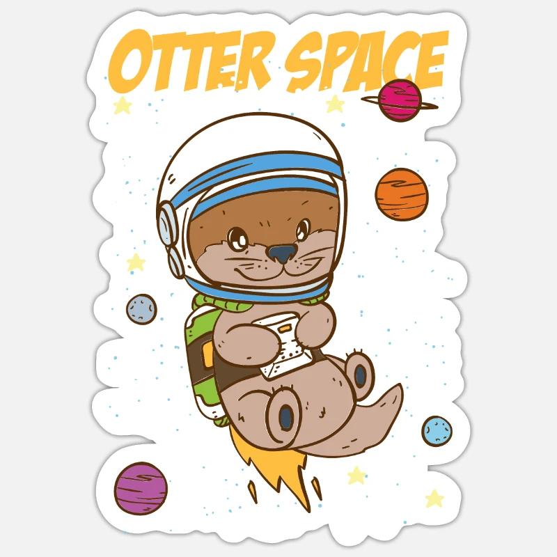Otter Space | Outer Space - Sticker Größe S (10 x 10 cm) - Mattweiß