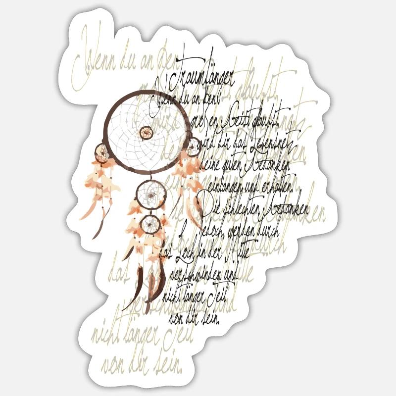 Poetry Calligraphy Boho Style Dreamcatcher 3 - Sticker size S (10 x 10 cm) - white matte