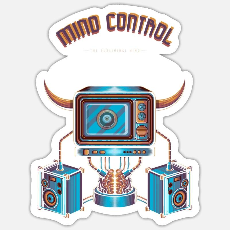 Mind Control - Sticker taille S (10 x 10 cm) - blanc mat
