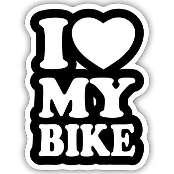 I love my bike - Ich liebe mein Motorrad - Sticker Größe S (10 x 10 cm) - Mattweiß - Vorne