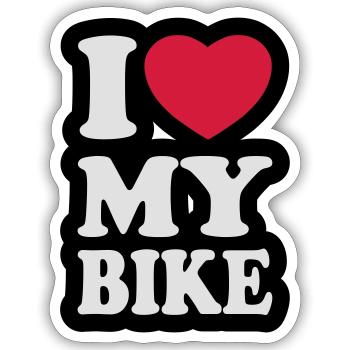 I love my bike - Ich liebe mein Motorrad - Sticker Größe S (10 x 10 cm) - Mattweiß - Vorne