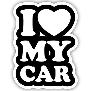 I love my car - Sticker size S (10 x 10 cm) - white matte - Front