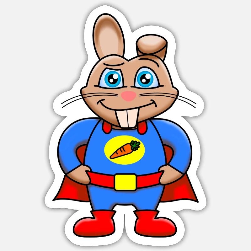 Lapins Superhéros - Sticker taille S (10 x 10 cm) - blanc mat