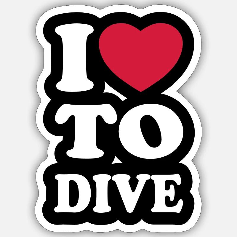 I love to dive - Sticker size S (10 x 10 cm) - white matte