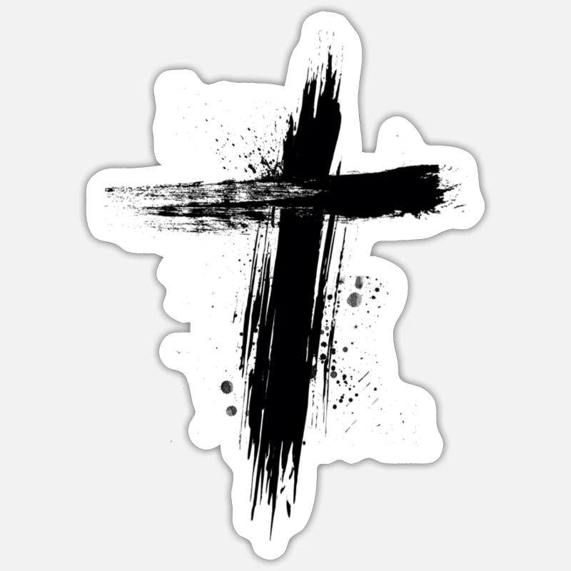 cross - Sticker size S (10 x 10 cm) - white matte