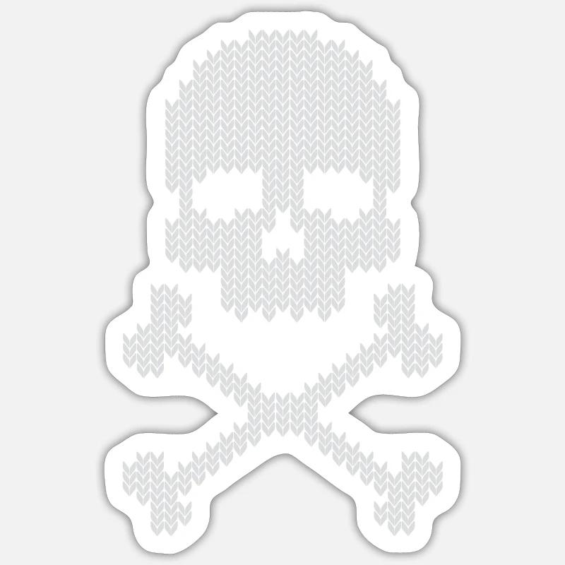 Schädel skull gestrickte Sticker Größe S (10 x 10 cm)
