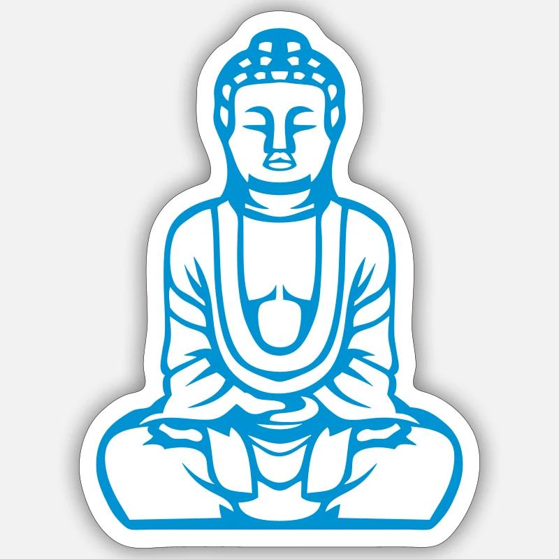 bouddha boudha bouda - Sticker taille S (10 x 10 cm) - blanc mat