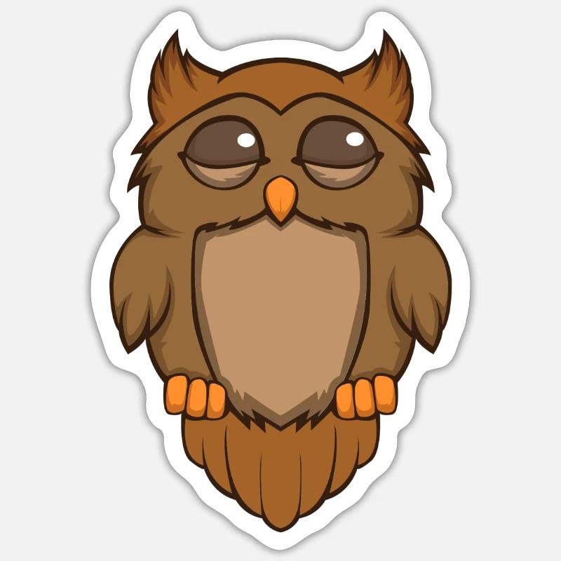 Süße Eule - Schlafende Eule - Eulen Sticker Größe S (10 x 10 cm)