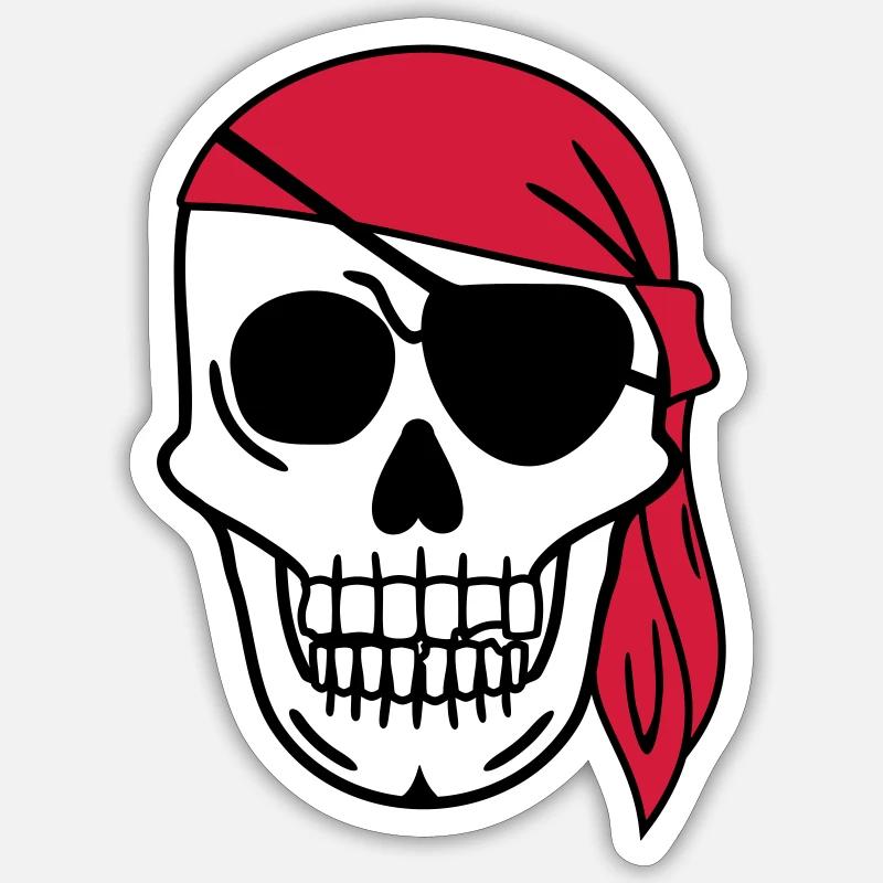 Pirate with Headscarf Sailor Skeleton Skull Head Sticker size S (10 x 10 cm)