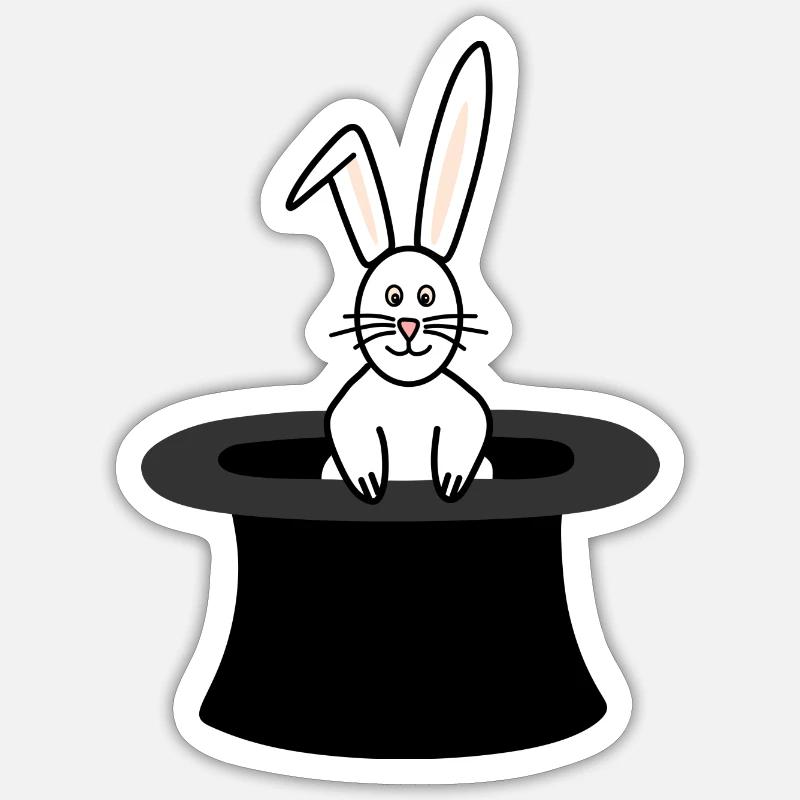 Rabbit in a cylinder - Magic - Wizard - Sticker size S (10 x 10 cm) - white matte