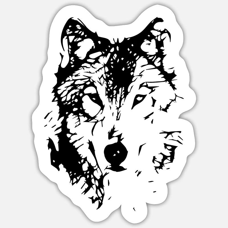 WOLF_03 - Sticker taille S (10 x 10 cm) - blanc mat