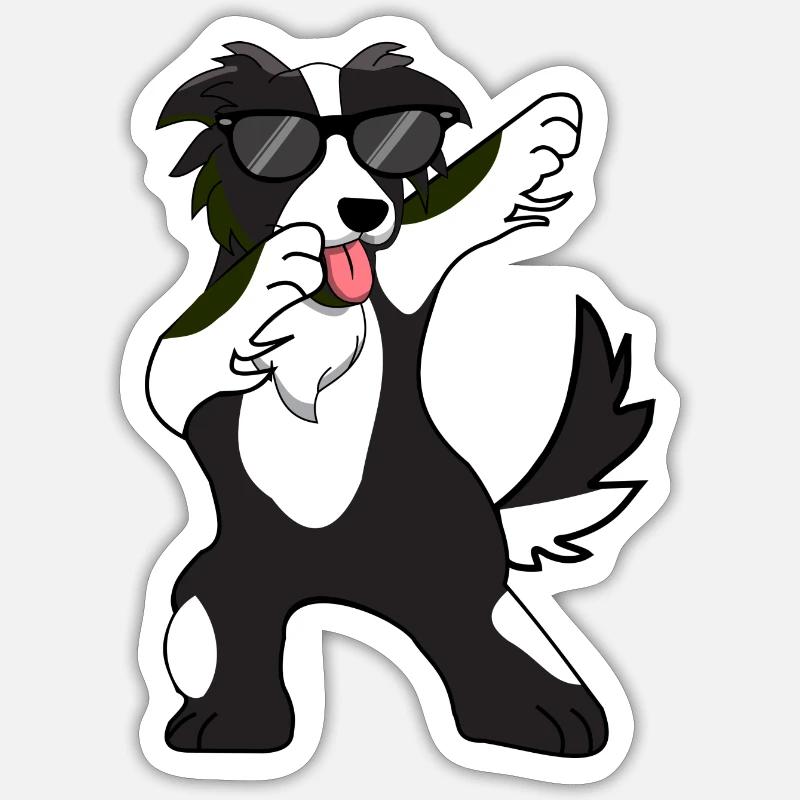 Border Collie Dabbing Dab Dance Gift - Sticker size S (10 x 10 cm) - white matte