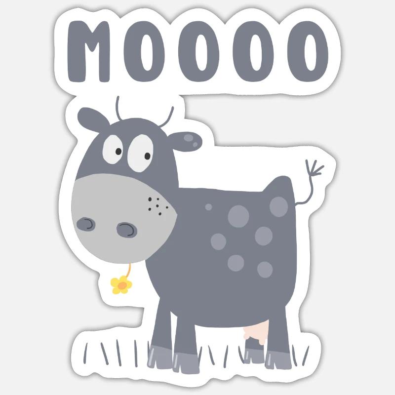 Mooo Kuh Comic Rind Bauernhoftier Comic Sticker Größe S (10 x 10 cm)