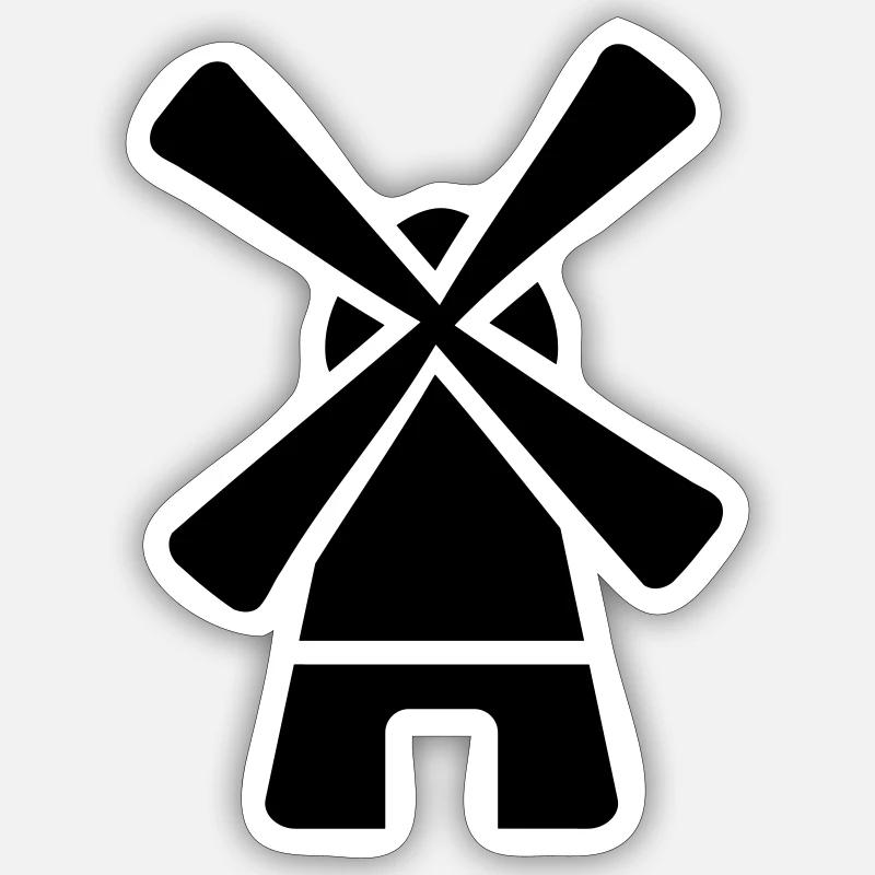 Windmühle - Sticker Größe S (10 x 10 cm) - Mattweiß
