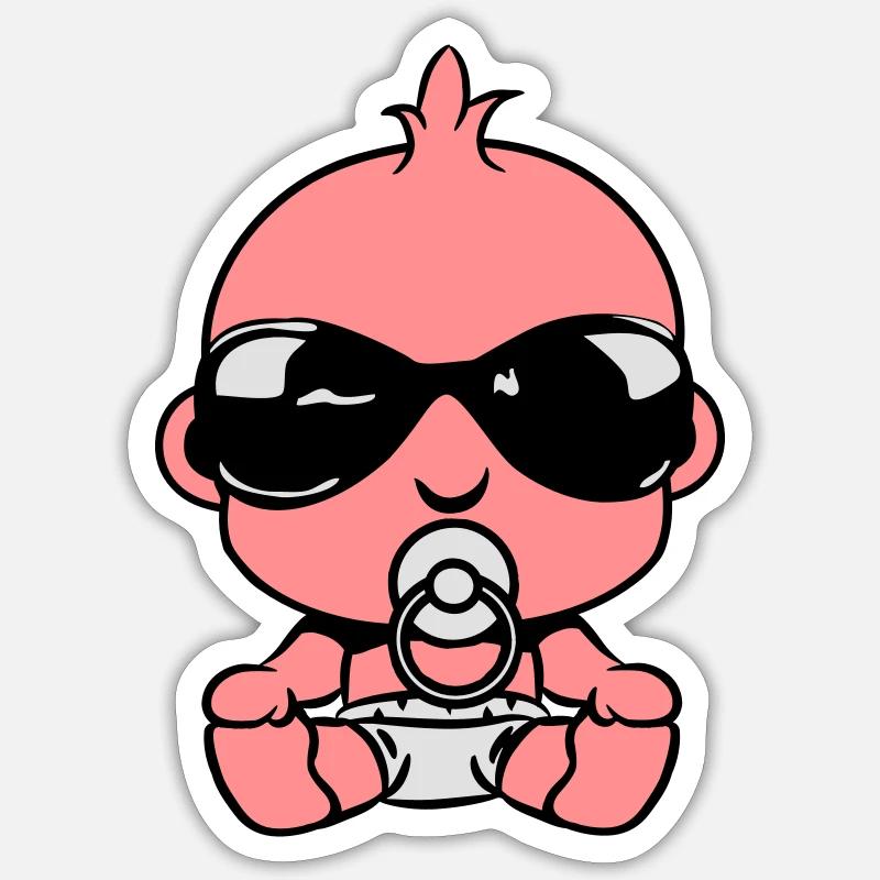 Bébé mignon suce sonnenbrillel - Sticker taille S (10 x 10 cm) - blanc mat