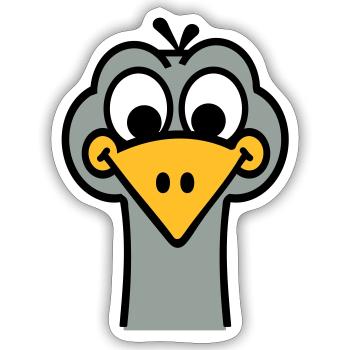 Autruche - Sticker taille S (10 x 10 cm) - blanc mat - Devant