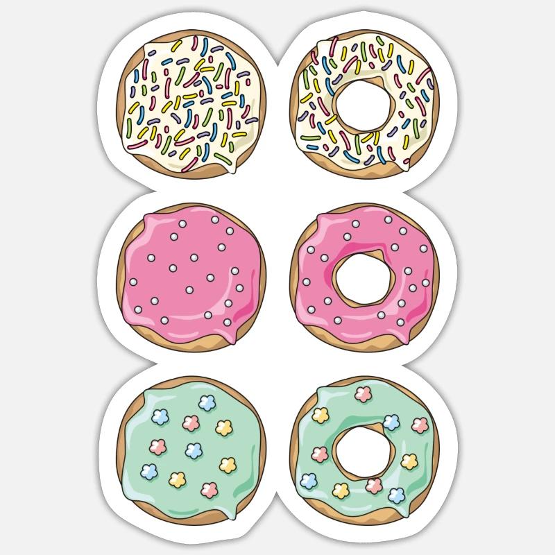 Donuts - Sticker Größe S (10 x 10 cm) - Mattweiß