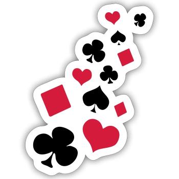 Spielkarten Rot Schwarz - Sticker Größe S (10 x 10 cm) - Mattweiß - Vorne