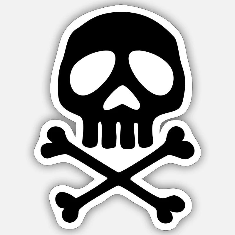 Skull and crossbones, pirate, anime, space captain - Tarra koko S (10 x 10 cm) - mattavalkoinen