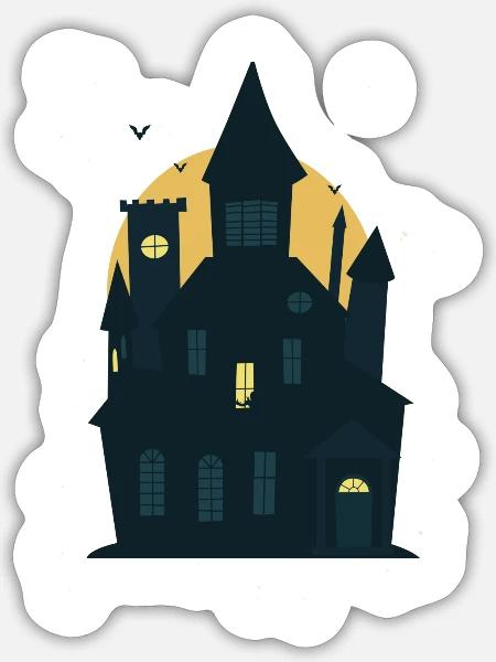 Halloween Gruselig Horror Haus Dracula Fledermaus - Sticker Größe S (10 x 10 cm) - Mattweiß