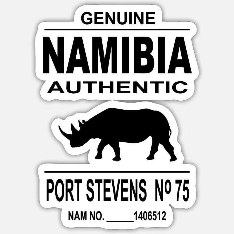 Namibia Rhino - Sticker taille S (10 x 10 cm) - blanc mat