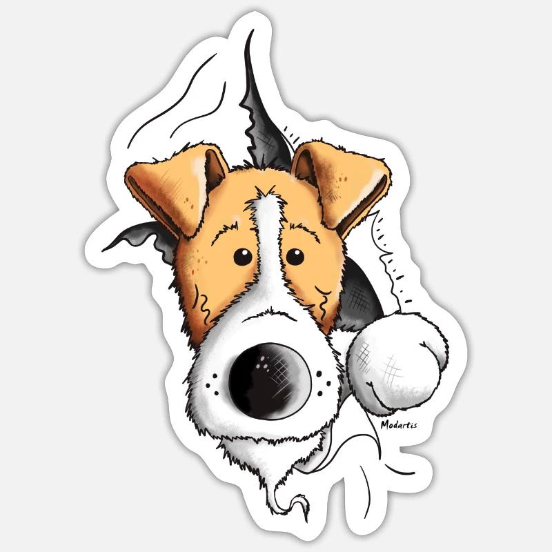 Drôle Fox-terrier - Sticker taille S (10 x 10 cm) - blanc mat