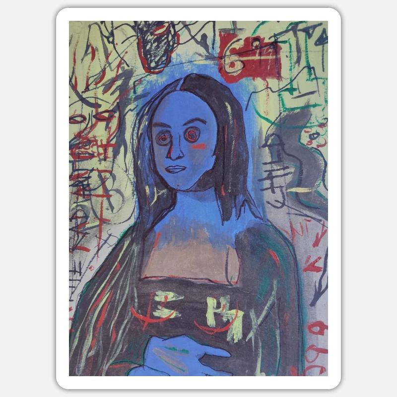 Mona Lisa Basquiat Tribut. Tragbare Kunst. Sticker Größe S (10 x 10 cm)