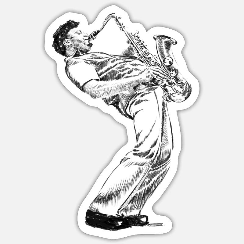 Saksofonist - Sticker taille S (10 x 10 cm) - blanc mat