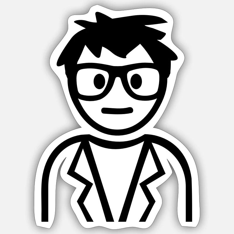 Nerd - Sticker taille S (10 x 10 cm) - blanc mat