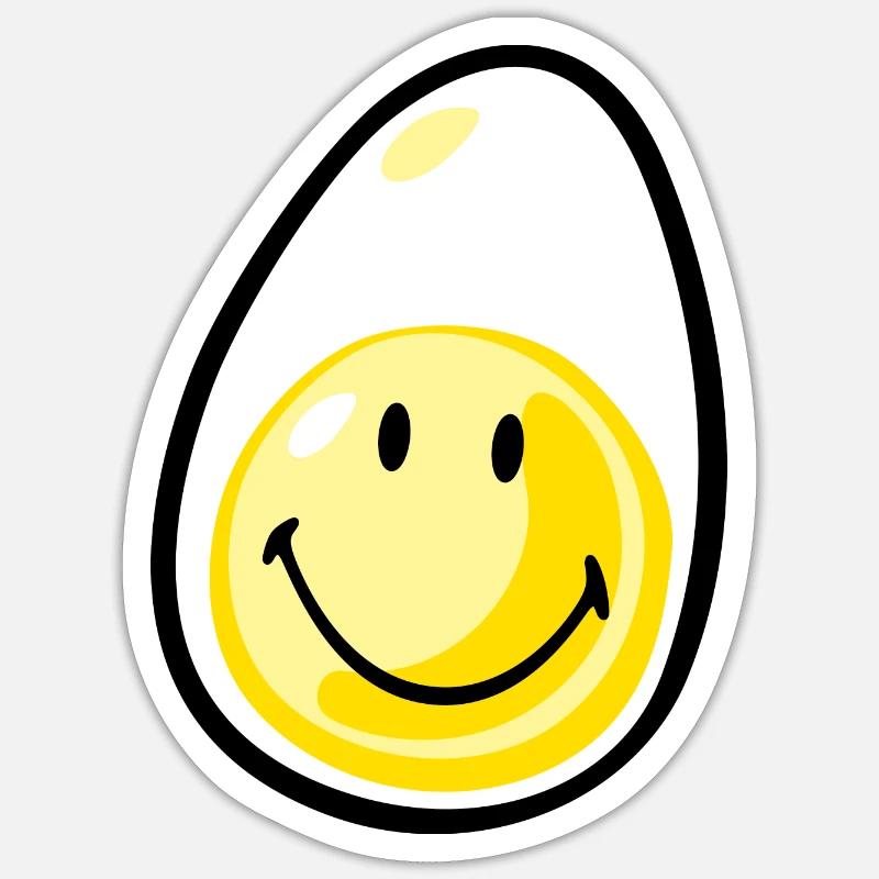 Smiley Hardboiled Egg - Sticker Größe S (10 x 10 cm) - Mattweiß