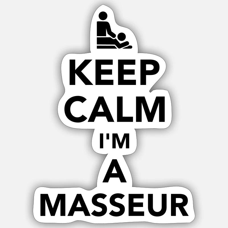 Masseur - Sticker taille S (10 x 10 cm) - blanc mat