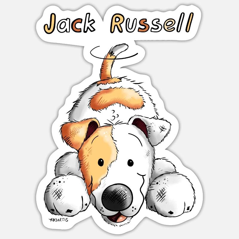Playing Jack Russell - Sticker taille S (10 x 10 cm) - blanc mat