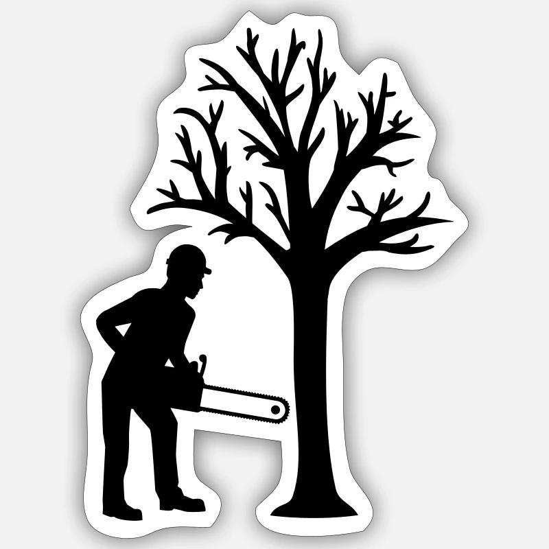 Bûcheron - Sticker taille S (10 x 10 cm) - blanc mat