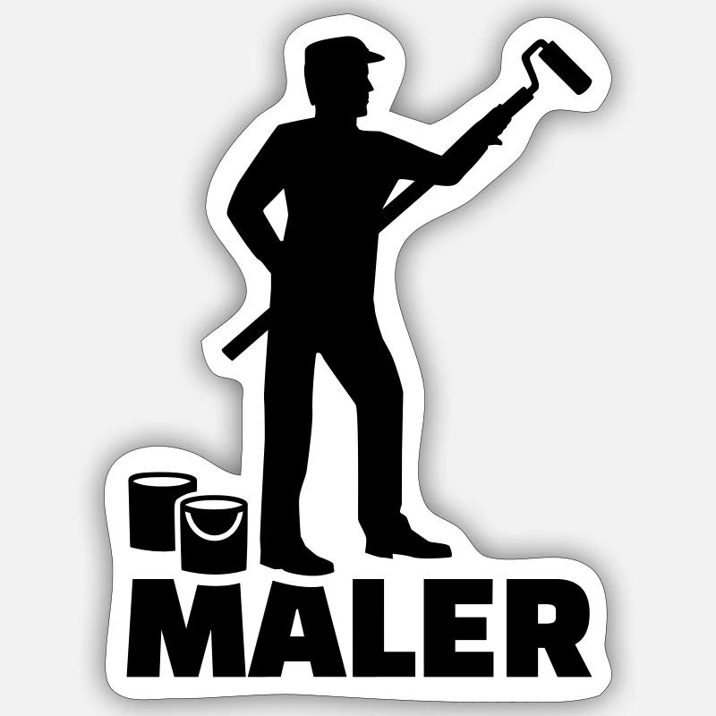 Maler - Sticker Größe S (10 x 10 cm) - Mattweiß