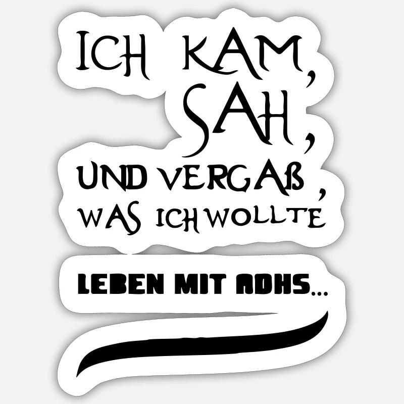 Leben mit ADHS Geschenk - Sticker Größe S (10 x 10 cm) - Mattweiß