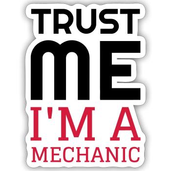 mécanique / mécanicien / mécano / garage - Sticker taille S (10 x 10 cm) - blanc mat - Devant