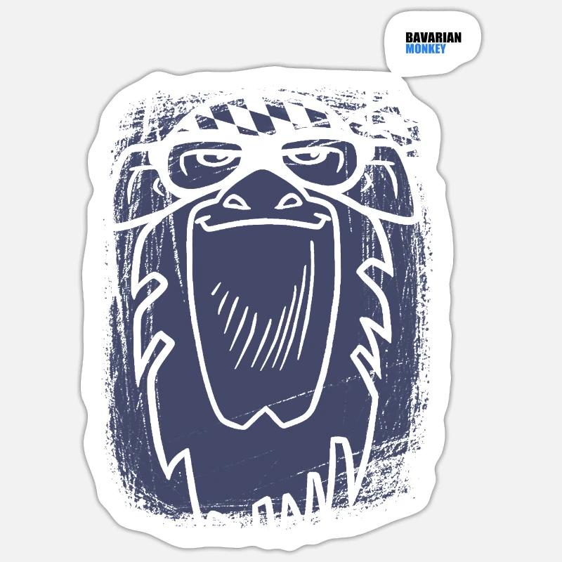 Bavarian Monkey Scratch - Sticker Größe S (10 x 10 cm) - Mattweiß