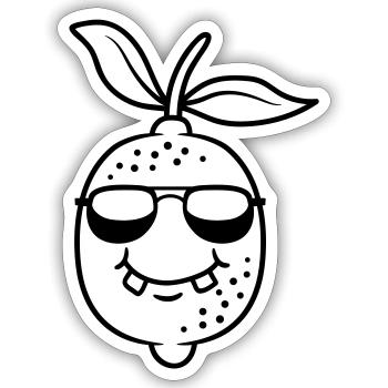 Sonnenbrille Zitrone Design - Sticker Größe S (10 x 10 cm) - Mattweiß - Vorne