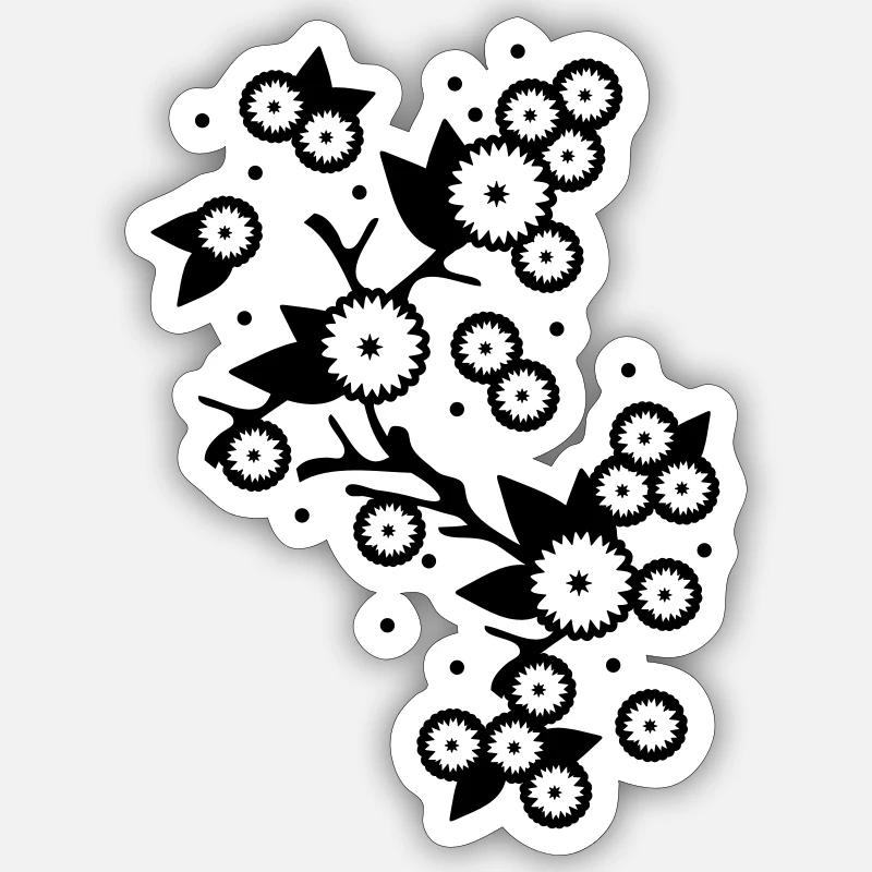 stilisierter Blüten Ast - Sticker Größe S (10 x 10 cm) - Mattweiß