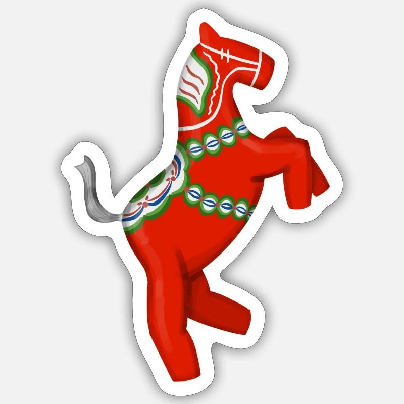 Wachsendes Dalapferd - Sticker Größe S (10 x 10 cm) - Mattweiß