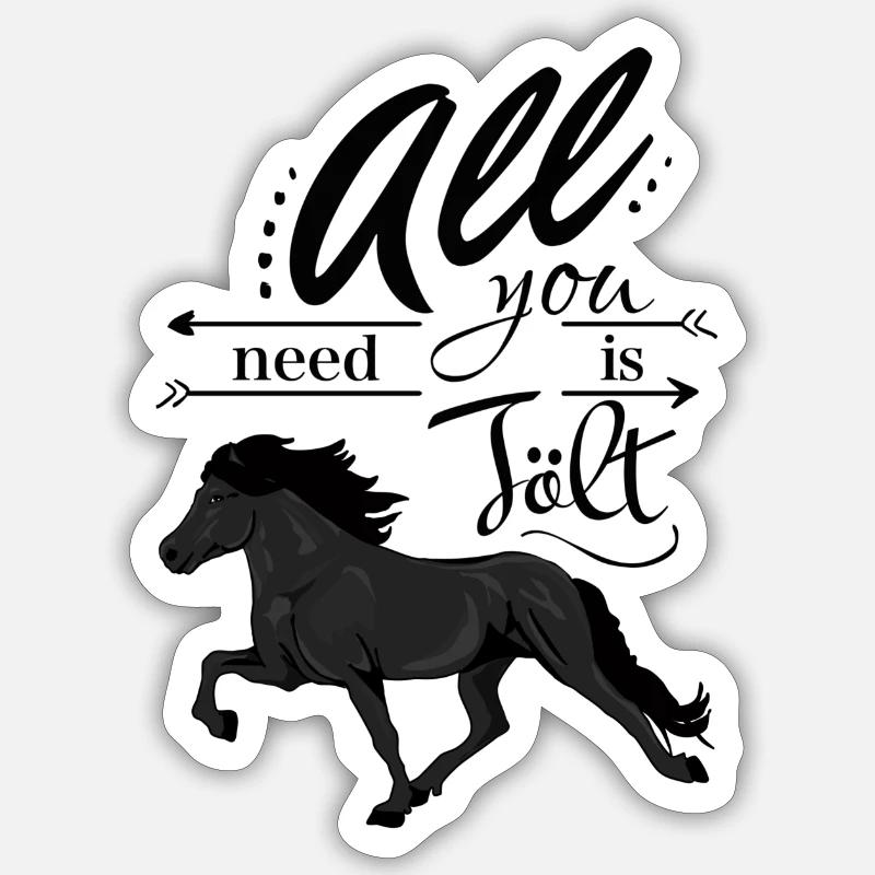 Sort islænder sort: Alt hvad du behøver er Tölt - Sticker størrelse S (10 x 10 cm) - mat hvid